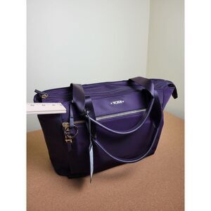 Tumi Voyageur Maureen Nylon & Leather Tote Laptop Eggplant Purple Bag (NWT)